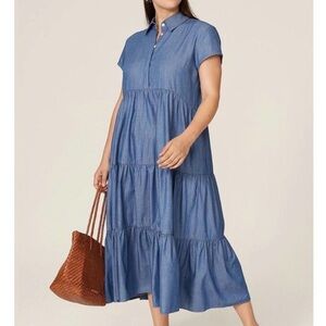 Peter Som Chambray Blue Midi Dress